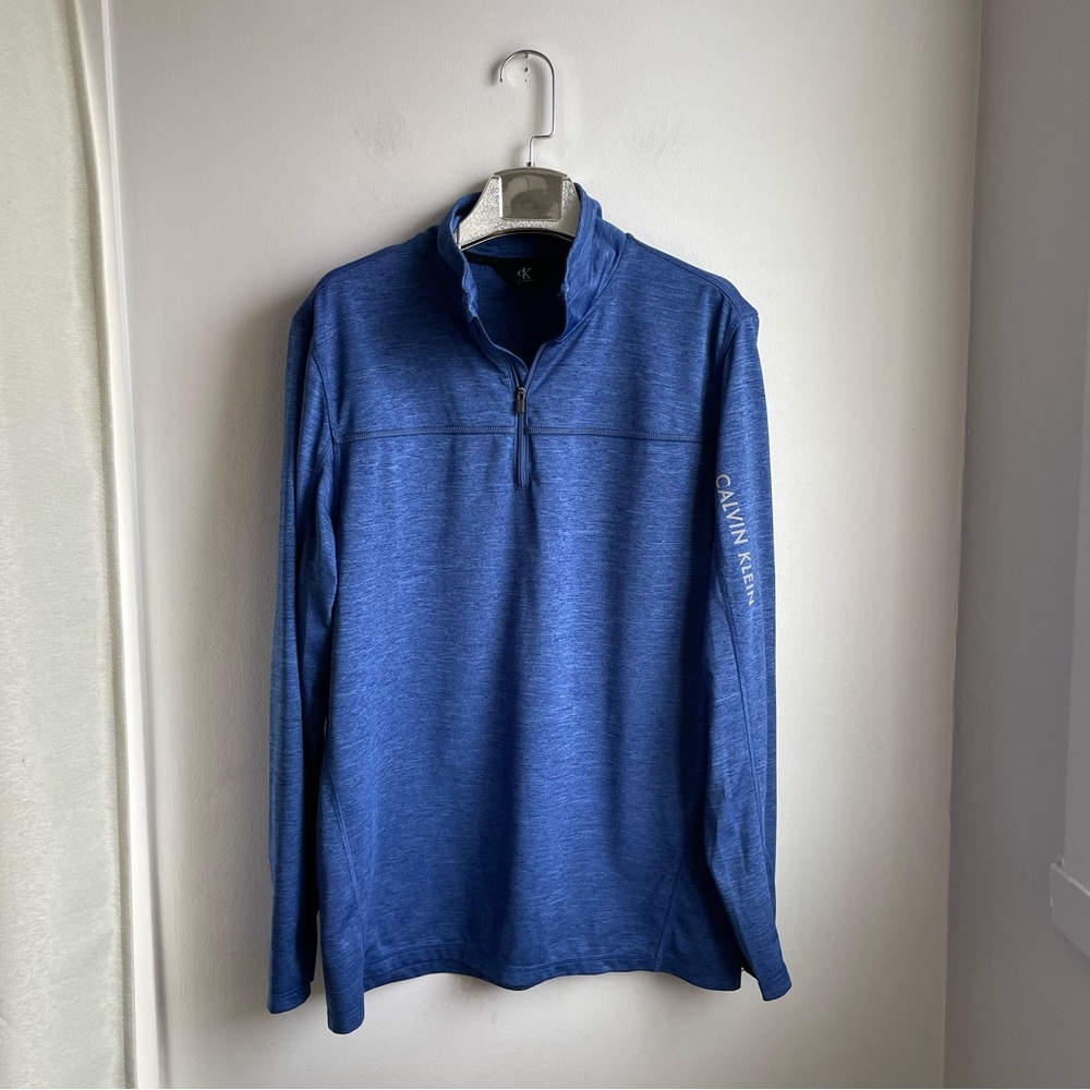 Blue 1/4 Zip Long Sleeve Workout Top Activewear Calvin Klein size S